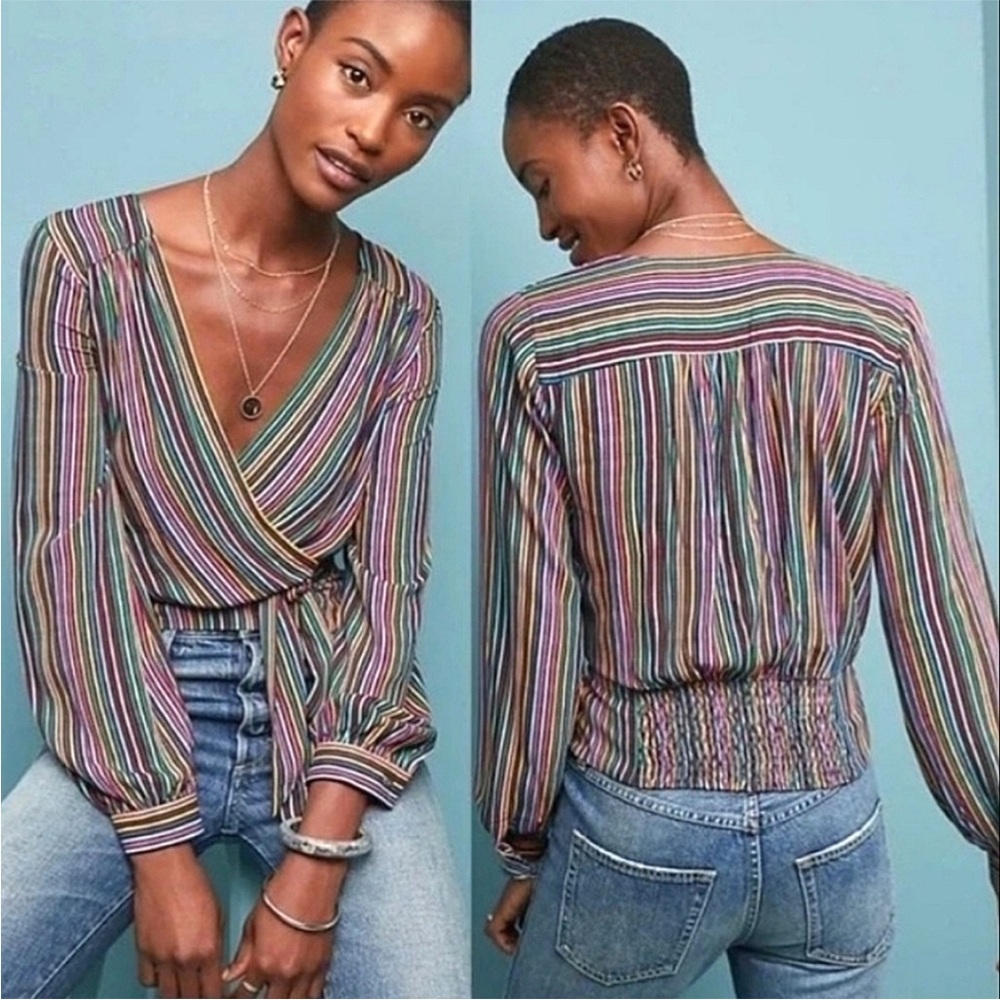 Maeve by Anthropologie Multi-color Stripe Shirt Size 4
